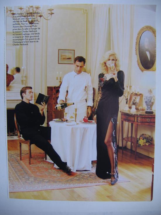 Loris AZZARO - Fourreau satin fendu satin de soie noir