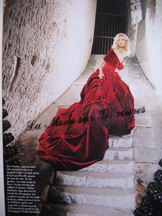 Loris AZZARO - Robe de bal velours et doupion rouge